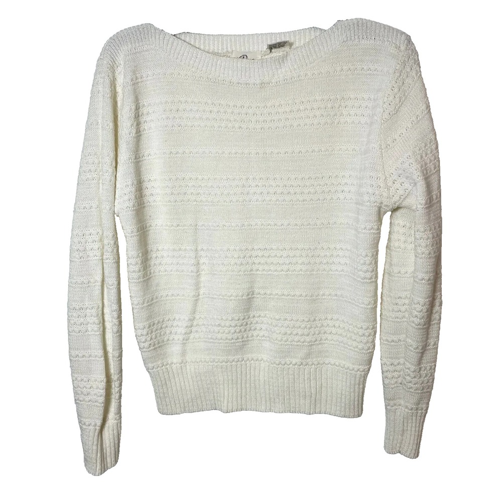 Vintage the Denver Pullover‎ Sweater Womens M Ivory Long Sleeve Cable Knit 90s